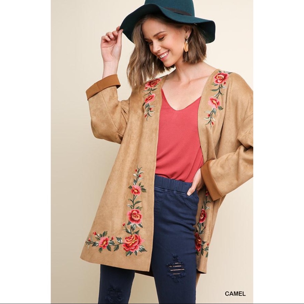 Umgee • Suede Floral Embroidered Jacket